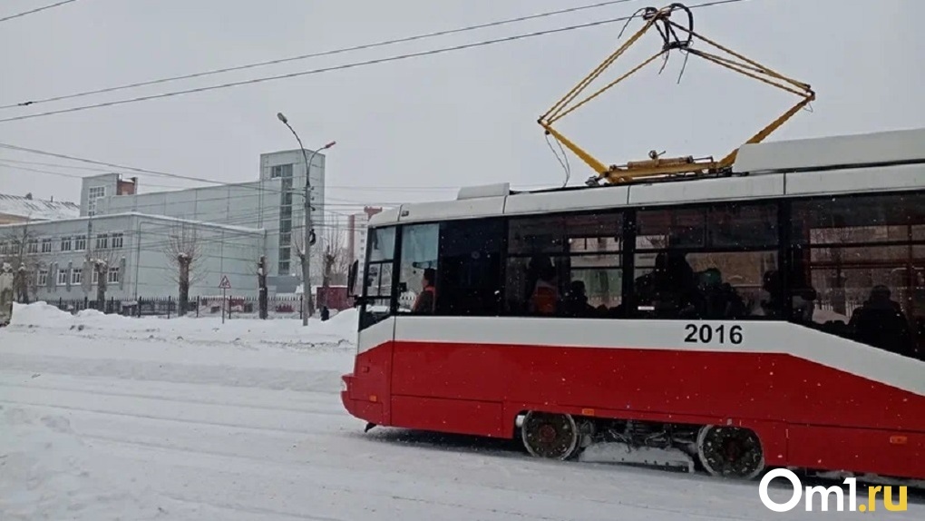 В Омске на улице Маршала Жукова встали трамваи из-за оборванных проводов