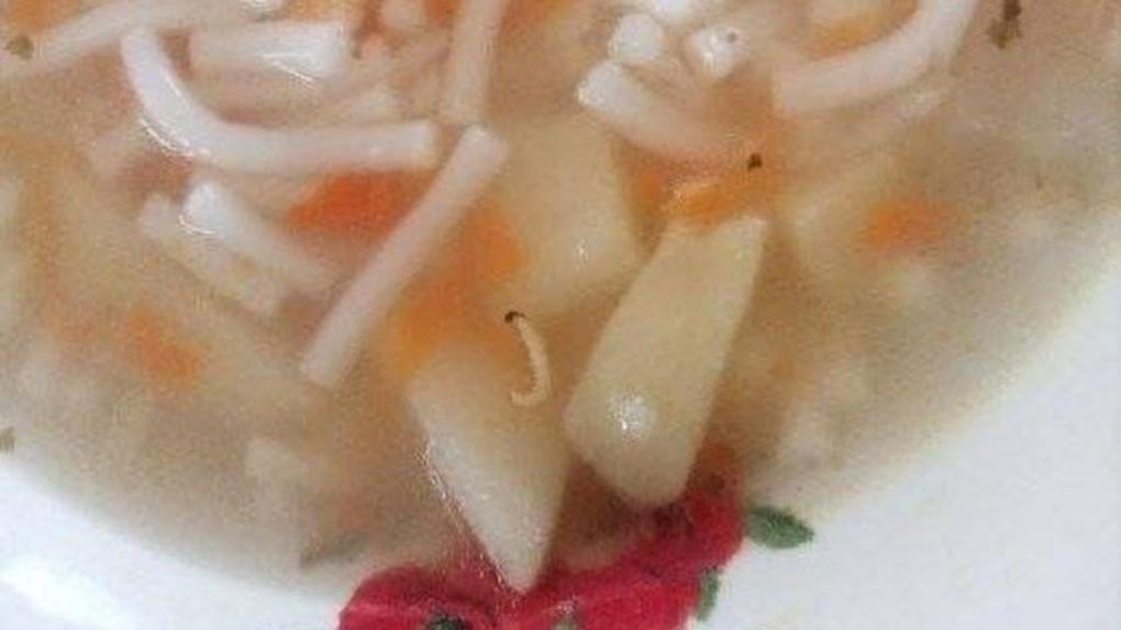 В одной из омских школ детей накормили супом с личинками и кашей со стеклом