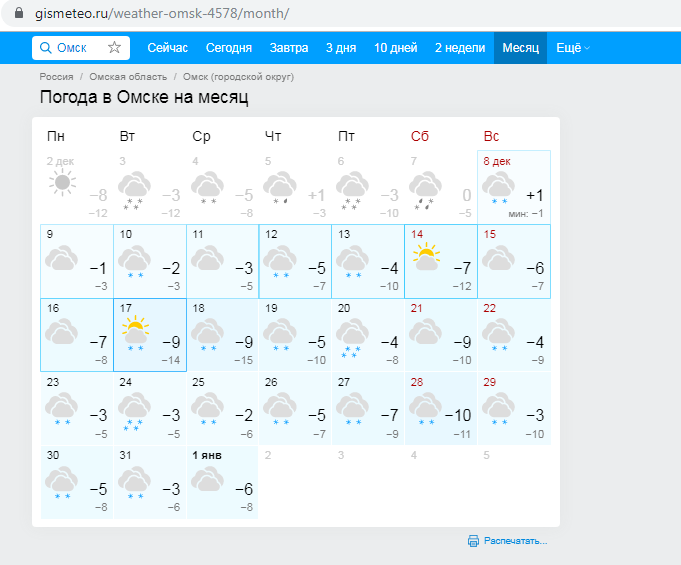 Погода в снежном карта