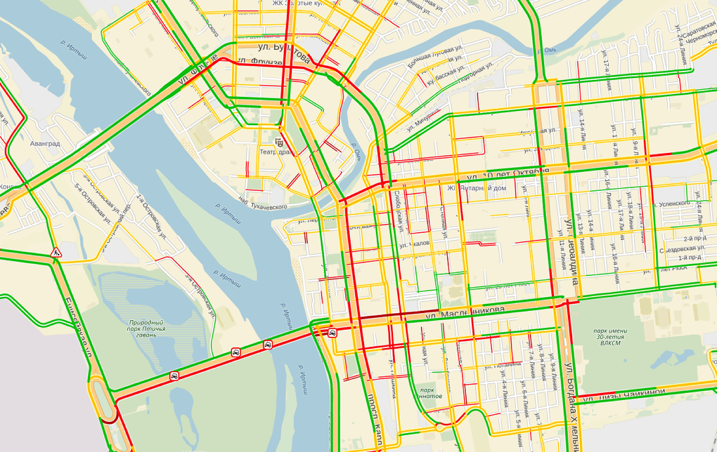 Схема движения в омске сегодня