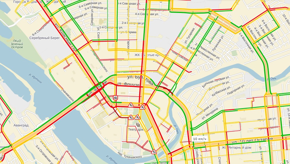 Карта омска пробки на дорогах онлайн