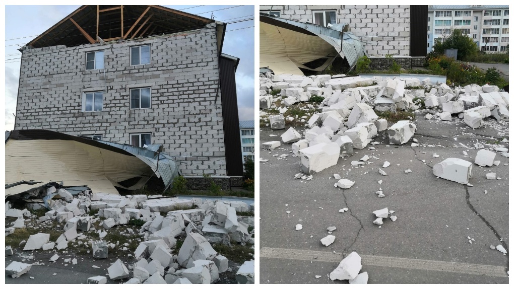 «Рассыпался как карточный домик»: сильный ветер обрушил часть жилого дома в Барабинске. ВИДЕО