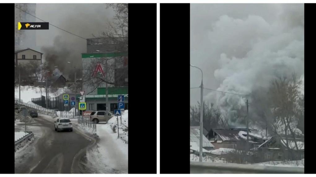 Дом сгорел возле «Локомотив-Арены» в Новосибирске