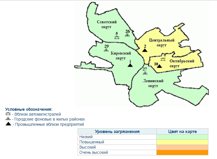 Карта загрязнения воздуха омск