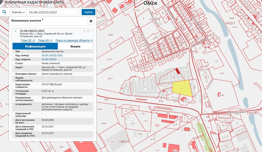 Кадастровый план омской области