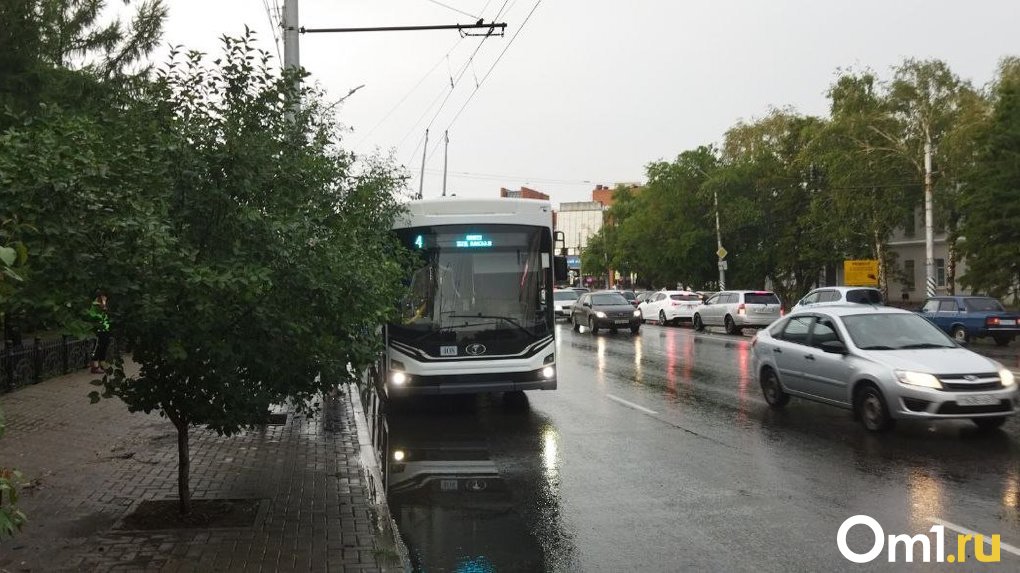 В Омске пожарные эвакуировали пассажиров троллейбуса во время ливня