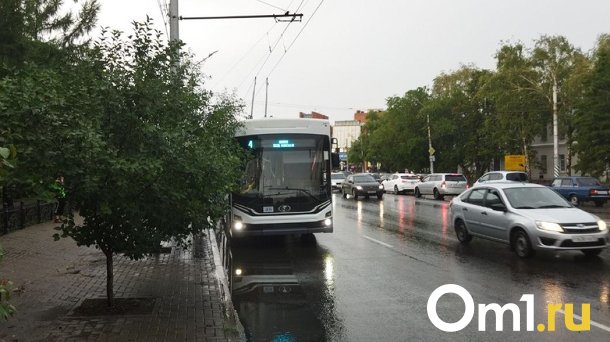 В Омске пожарные эвакуировали пассажиров троллейбуса во время ливня