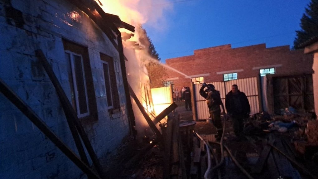 Появились фото и видео пожара в Омской области, где погибли мать с 7-летней дочерью