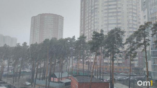 Мощный снегопад обрушился на Новосибирск