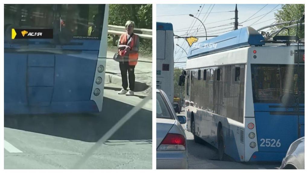 В Новосибирске под троллейбусом провалился асфальт