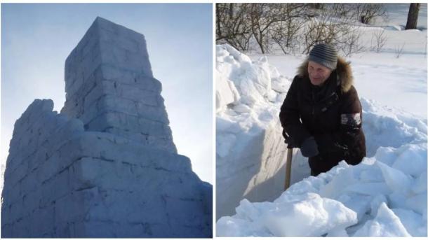 Новосибирцам раскрыли личность строителя снежной башни в Академгородке