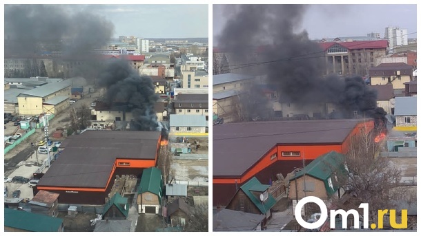 Чёрный дым заполонил Новосибирск из-за пожара в здании СТО