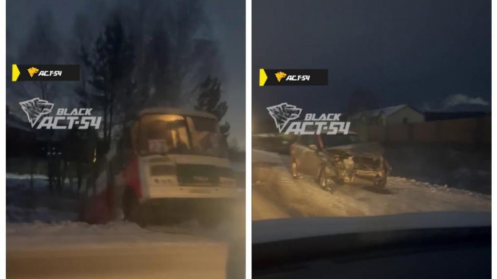 Пассажирский автобус улетел с шоссе под Новосибирском