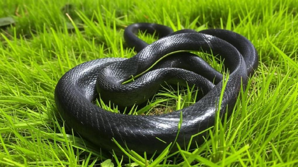 Чёрную змею за школьным двором заметили в Новосибирске — чем она может быть опасна?