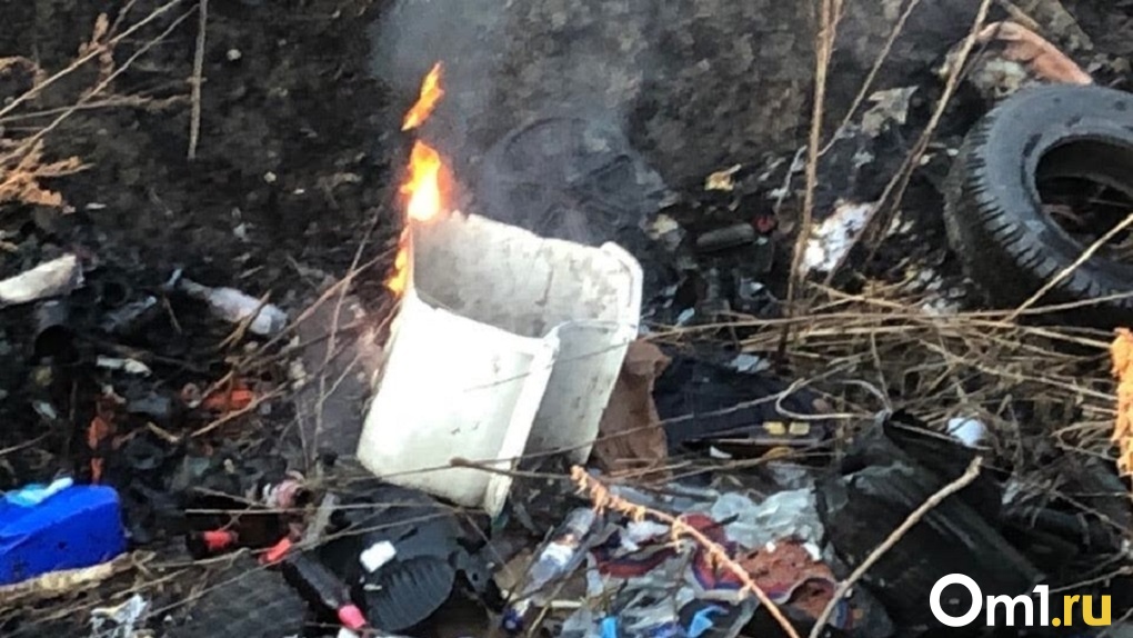 В Новосибирске горит нелегальная свалка на улице Малыгина