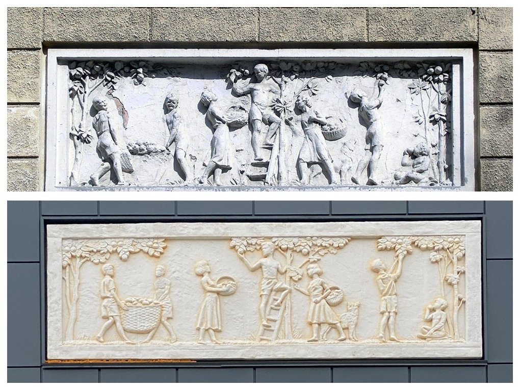 «Лишь отчасти напоминают оригинал»: новосибирцев возмутил заменённый барельеф на фасаде школы №54