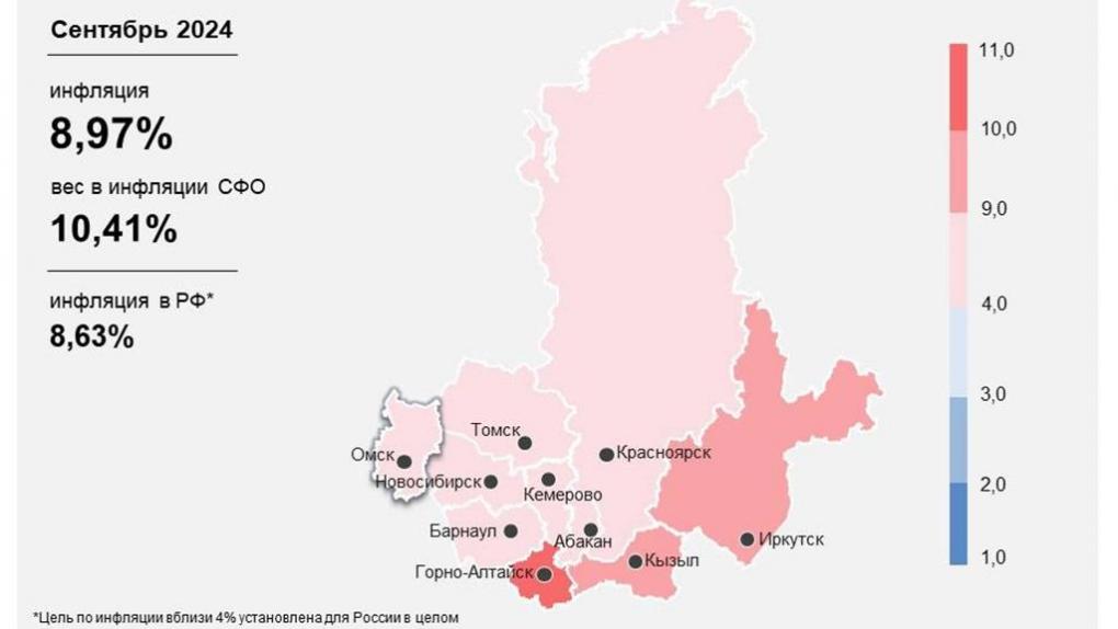 Годовая инфляция в Омской области замедлилась до 9 %