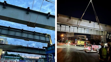 В Новосибирске установили 24-метровые балки для съезда с четвёртого моста