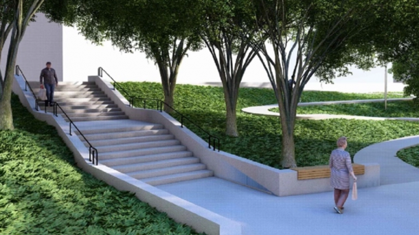 В Омске за 10 миллионов благоустроят лестницу рядом с Иртышской набережной