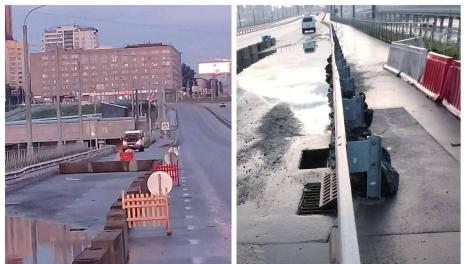 На Октябрьском мосту в Новосибирске ограничено движение из-за восстановления размыва