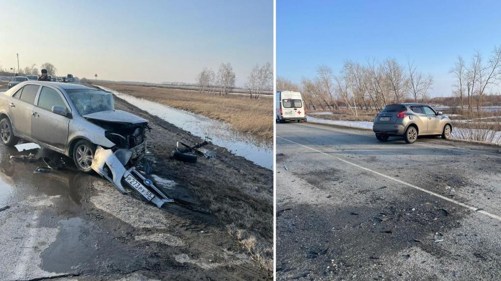 На трассе под Омском в лобовой аварии погиб молодой водитель