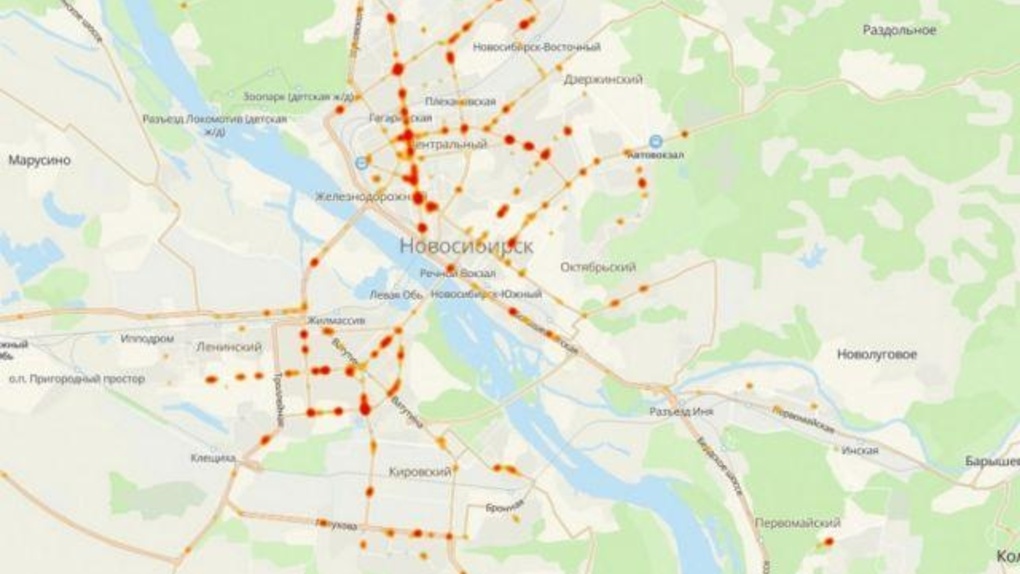 2ГИС составил карту аварийных участков на дорогах Новосибирска