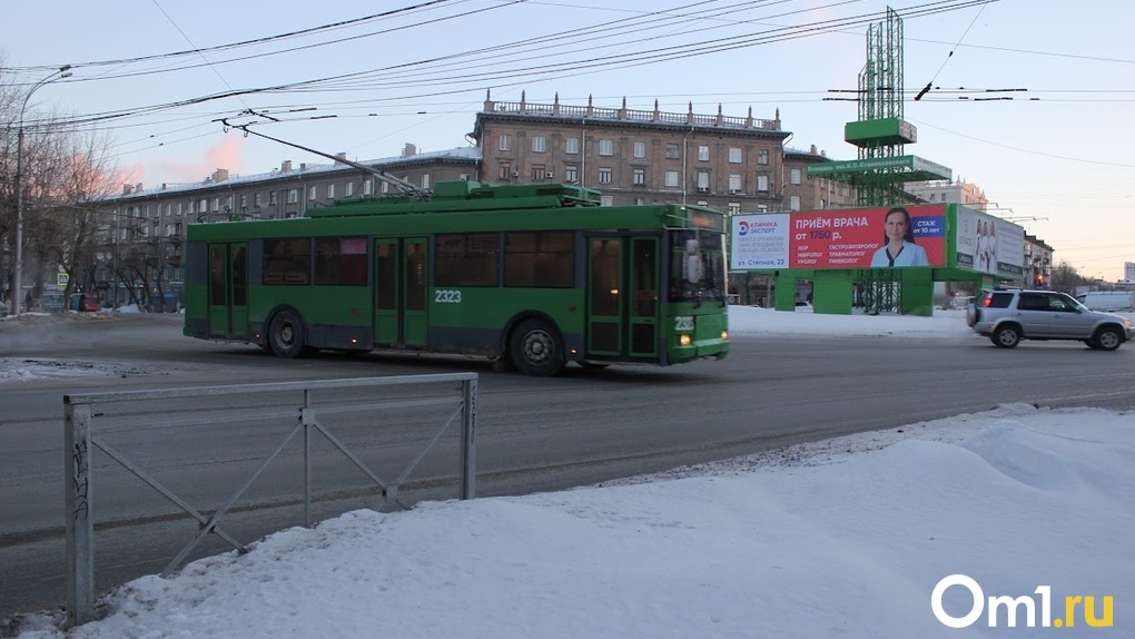 Упавшие рога троллейбуса разбили зеркало автомобиля в Новосибирске