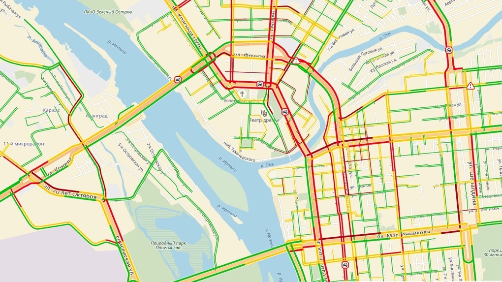 Карта омска пробки на дорогах онлайн