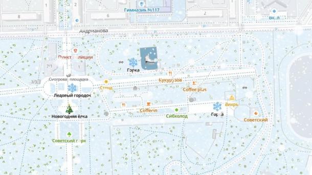 Омичи могут посмотреть на карте расположение ёлок, катков и горок