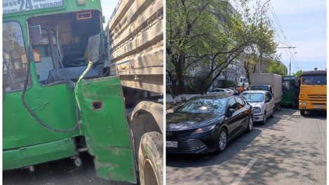 Троллейбус №24 устроил массовое ДТП на улице Дуси Ковальчук в Новосибирске