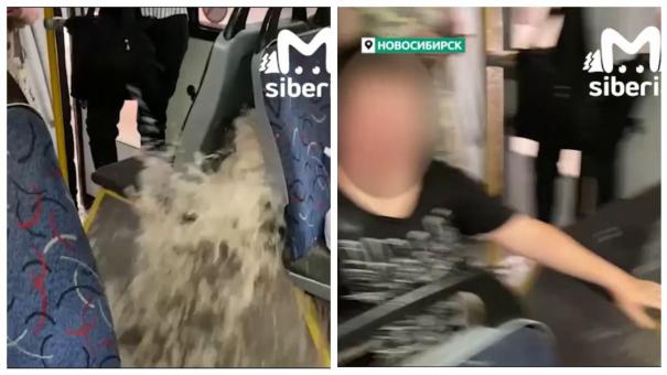 Школьники искупались в затопленном водой автобусе в Новосибирске
