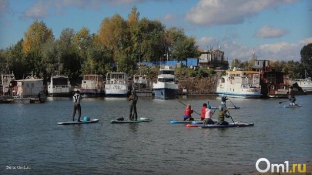 Омичи устроили заплыв по луже на сапах