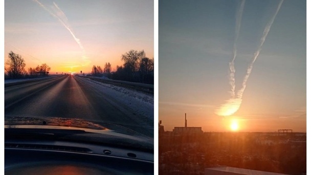 «Как краска на холсте»: новосибирцы заметили странные следы в небе. ФОТО