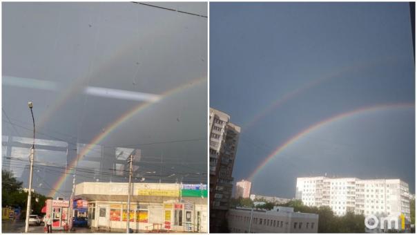 Двойная радуга в небе над городом удивила новосибирцев. ФОТО