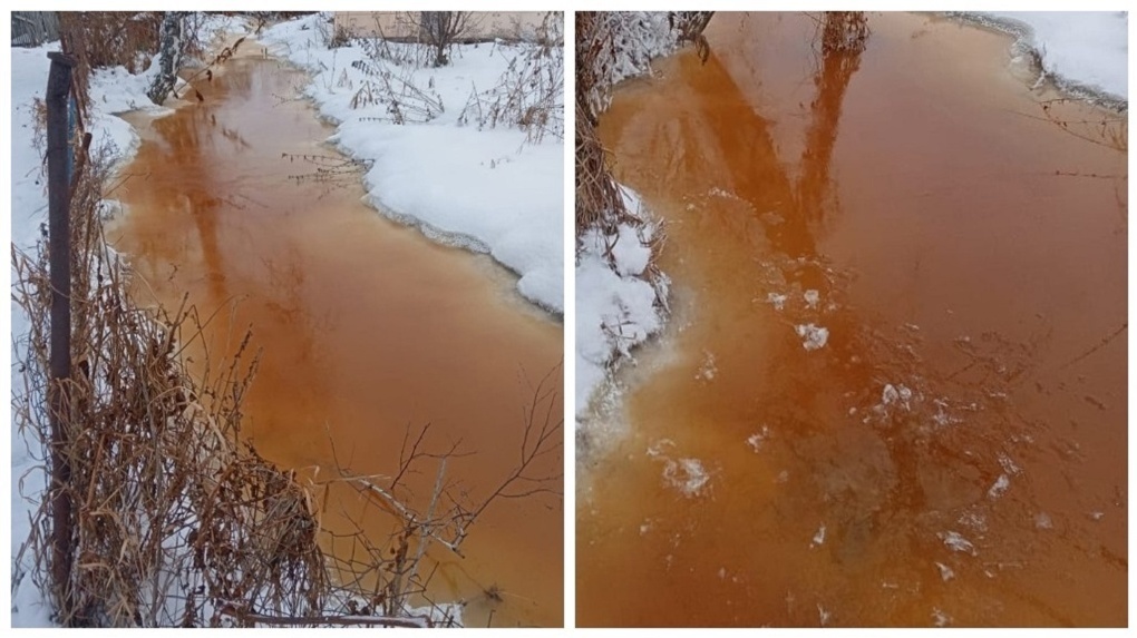 Опасные вещества нашли в ржавой реке Нарниста в Новосибирской области