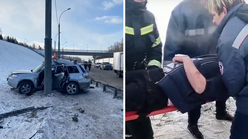 Водителя Mitsubishi госпитализировали в тяжёлом состоянии после аварии на Бугринском мосту в Новосибирске