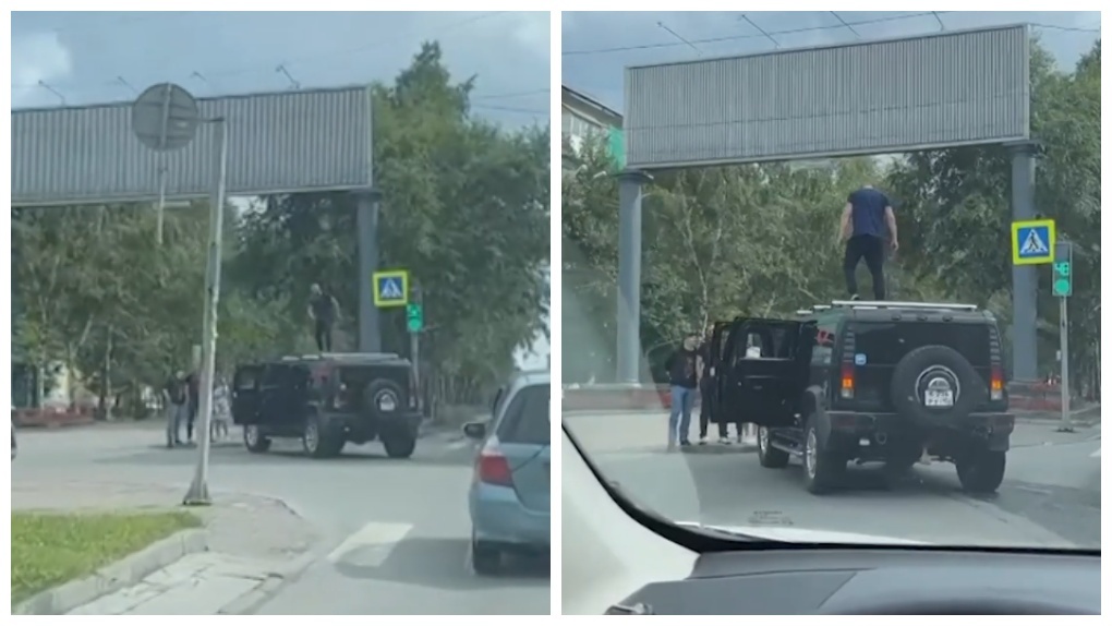 Мужчина станцевал на крыше внедорожника Hummer H2 в центре Новосибирска. ВИДЕО