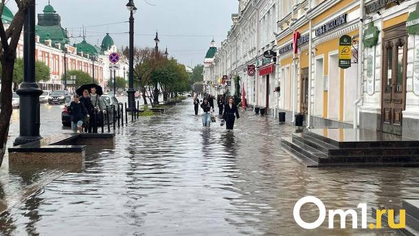 Залповый ливень топит Омск: показываем, как выглядят водопады в переходах