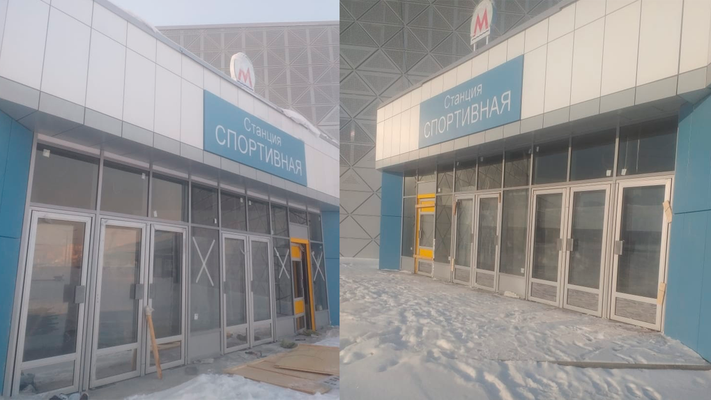 На новосибирской станции метро «Спортивная» смонтировали первую линию дверей