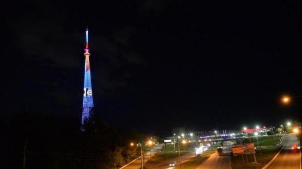 Омская телебашня окрасилась в цвета «Авангарда» после победы над «Ладой»