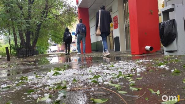 Град размером с мячик: в Омской области зафиксированы мощные осадки