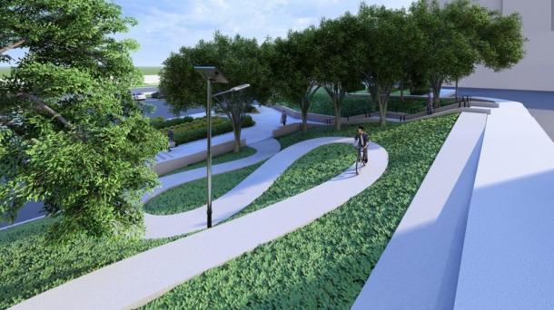 У памятника Бухгольцу в Омске обустроят «зелёную» лестницу