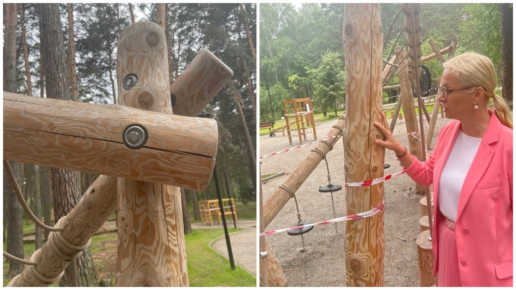Опасное оборудование выявили на детской площадке в обновлённом Заельцовском парке в Новосибирске. ФОТО