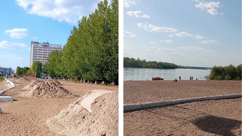 На Куйбышевский пляж в Омске завезли новый песок