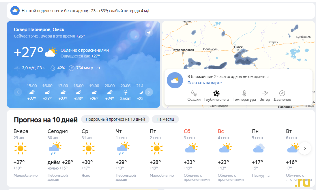 Точный прогноз погоды в омске на сегодня