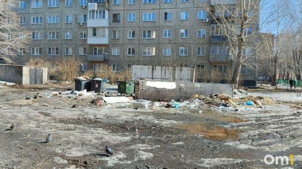 Омичка пожаловалась на замусоренный школьный двор в Нефтяниках