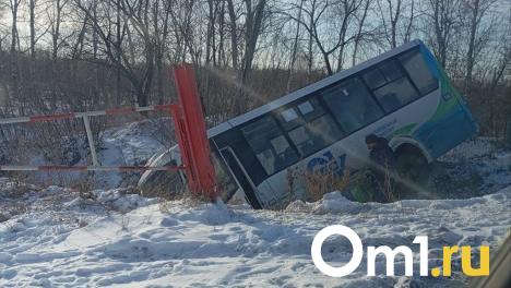 В Омске ещё один автобус угодил в глубокую яму