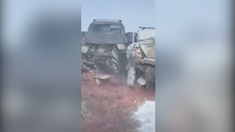 На трассе в соседнем с Омском Казахстане из-за метели столкнулось около ста авто, есть пострадавшие ВИДЕО