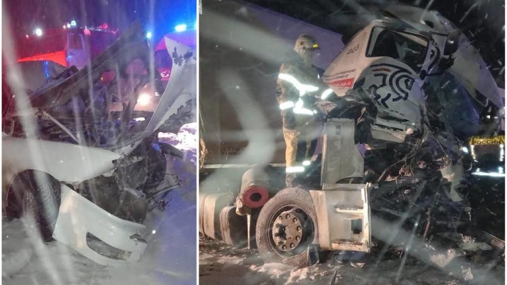 Всему виной снег: в жёстком ДТП с фурами и легковушкой пострадали два водителя