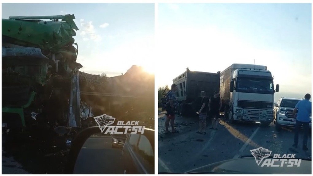 На Северном объезде в Новосибирской области столкнулись три грузовика